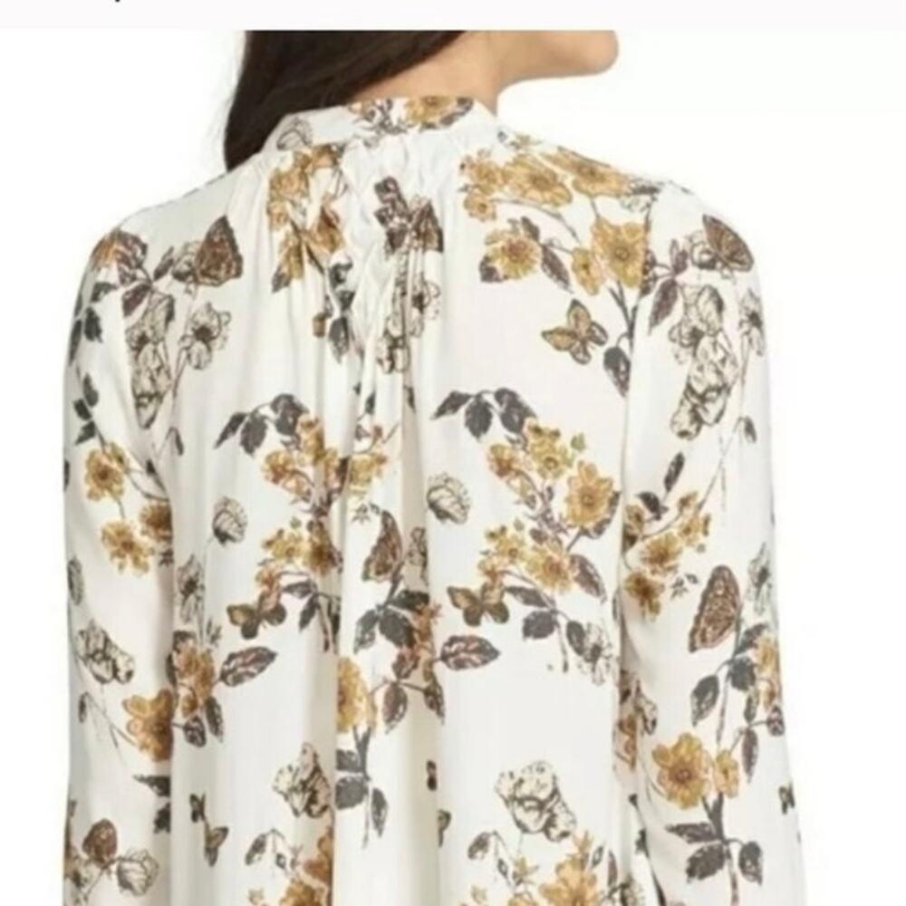 Free People Pebble Crepe So Fine Boho‎ Flowy Raw Hem Top Blouse Tunic Sz M - Picture 15 of 15